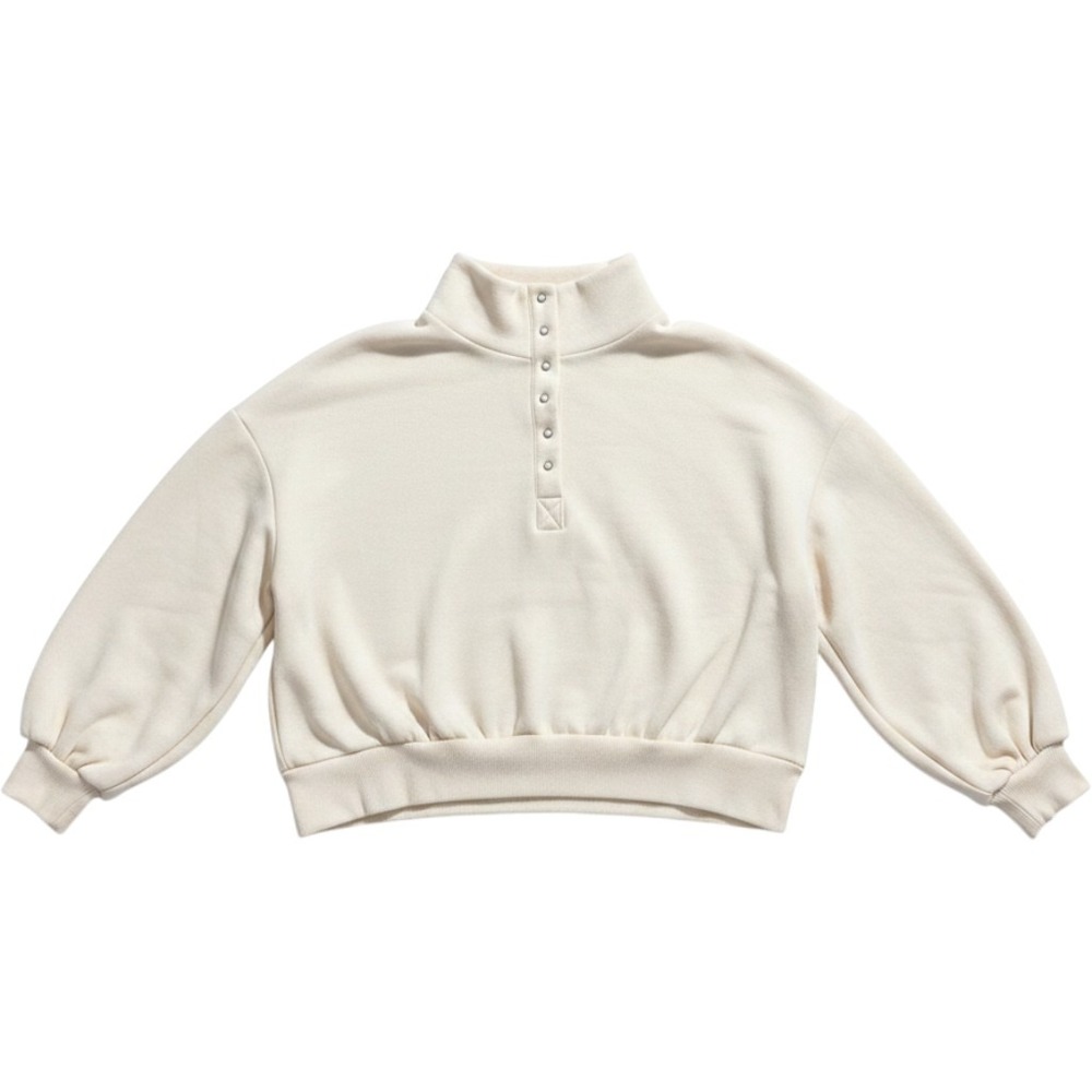New In Cream Mock Neck Snap Button Pullover Sweatshirt Large‎ NT11951